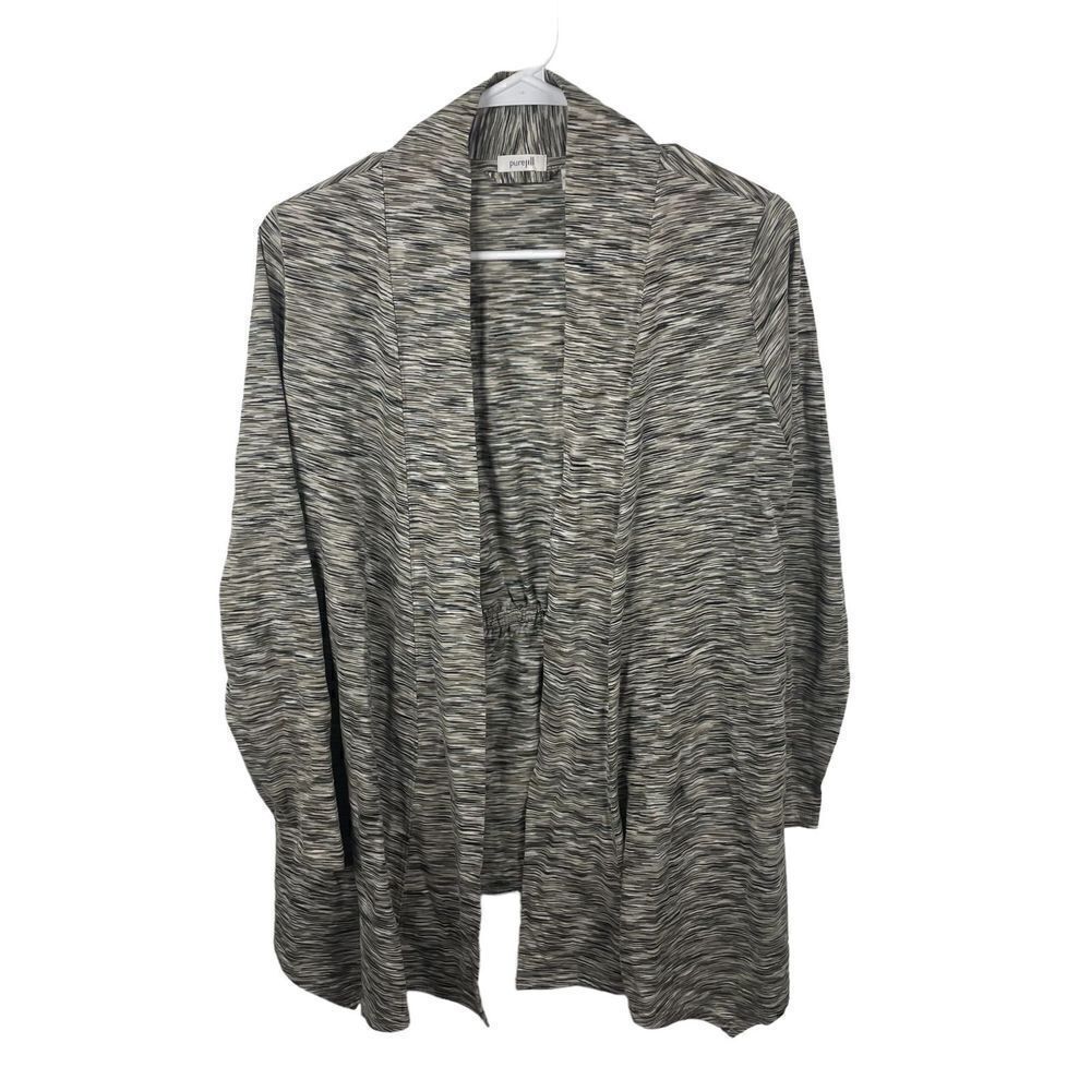Pure Jill‎ J. Jill Cardigan Brown Cream Striped Cardigan Sz S Petite 100% Cotton